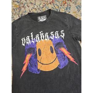Valabasas Vintage Keep Smiling On The Inside Skull Graphic T-Shirt Medium Black